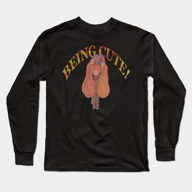 DAMASCUS GOAT BEING CUTE Long Sleeve T-Shirt by BeritValk